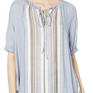 Dylan Pacific Stripe Short Sleeve Blouse NWT